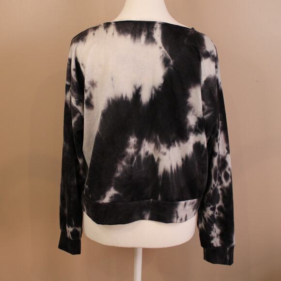 Women's Jenni Intimates Pajama Top, Black & White Tie Dye sz M - Picture 3 of 6